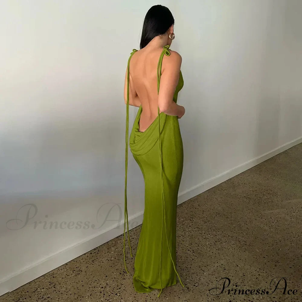 Backless Draped Maxi Dress - Image 10