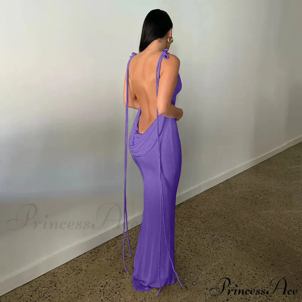 Backless Draped Maxi Dress - Image 13
