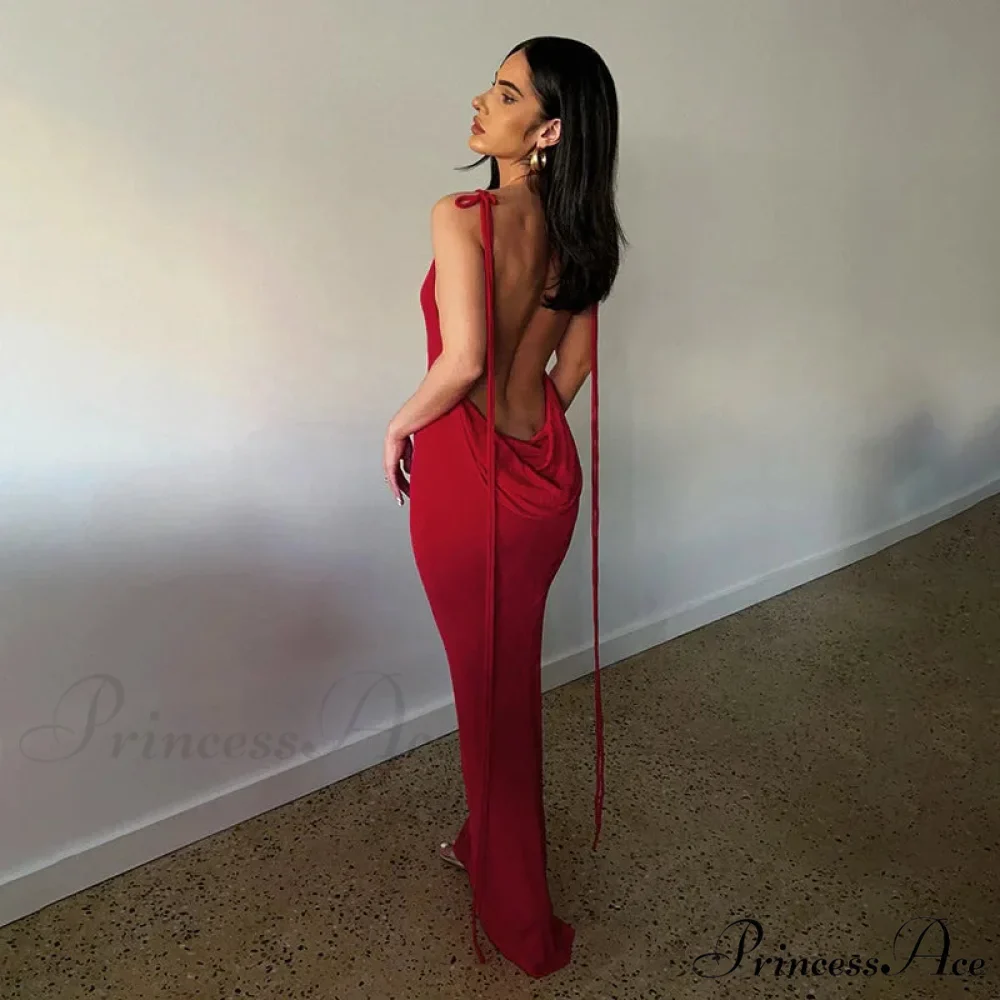 Backless Draped Maxi Dress - Image 14