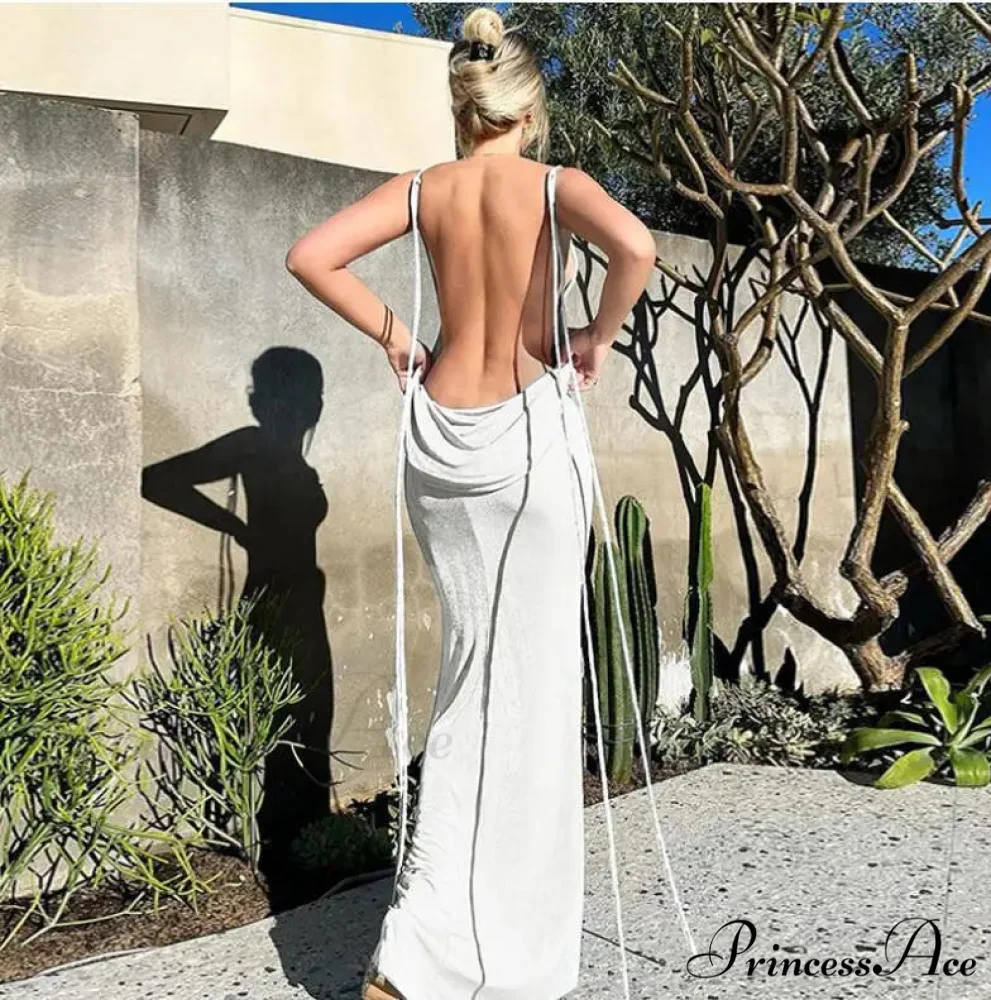 Backless Draped Maxi Dress - Image 15