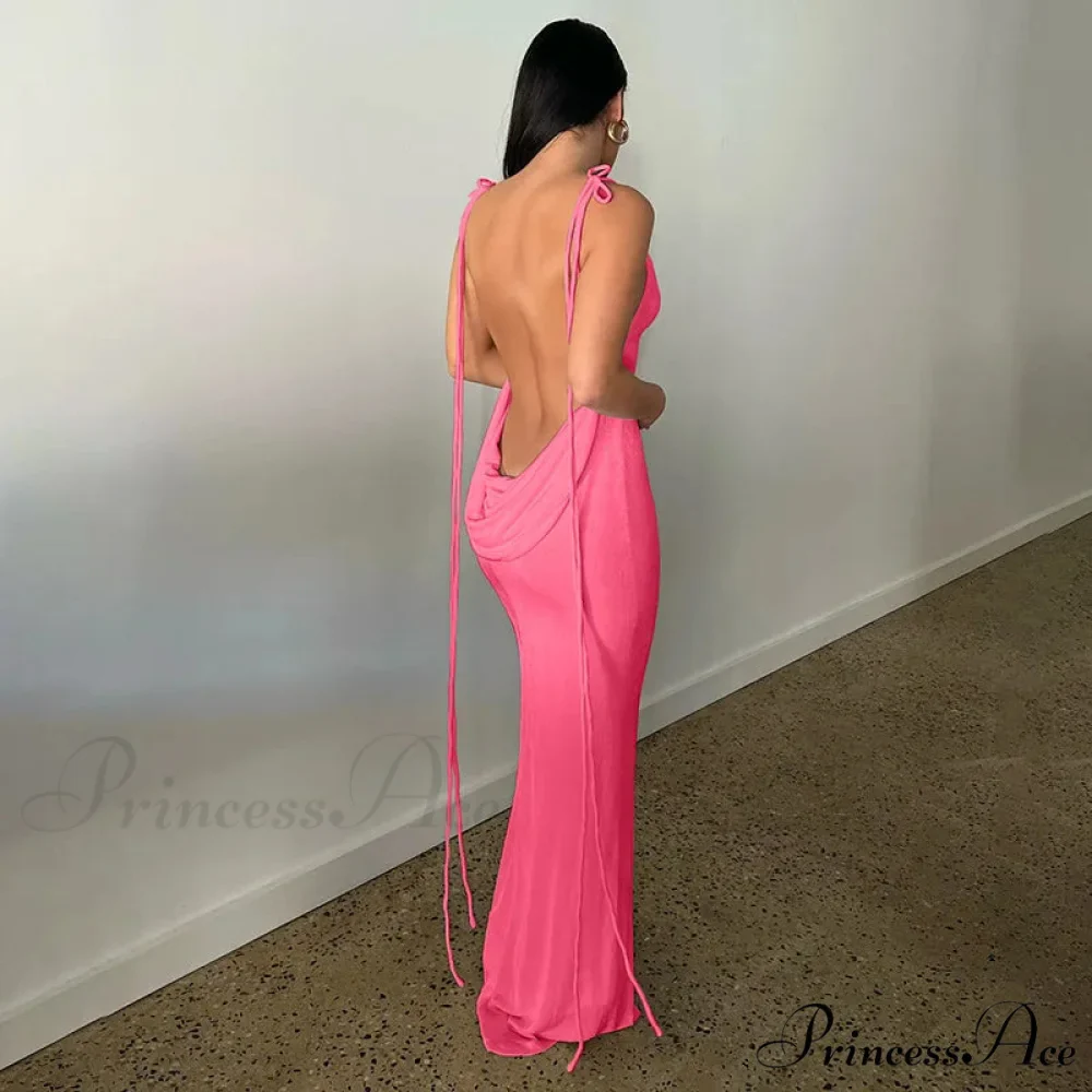 Backless Draped Maxi Dress - Image 18