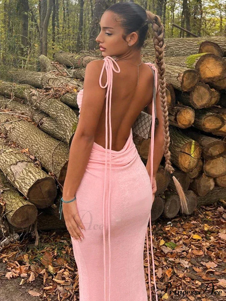 Backless Draped Maxi Dress - Image 2