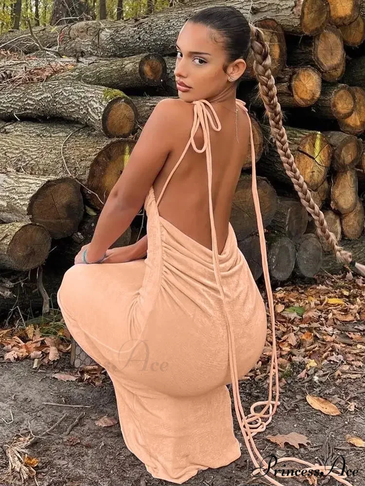 Backless Draped Maxi Dress - Image 3