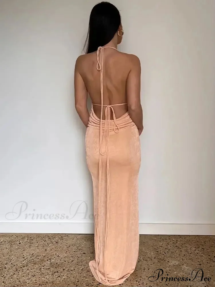 Backless Draped Maxi Dress - Image 4