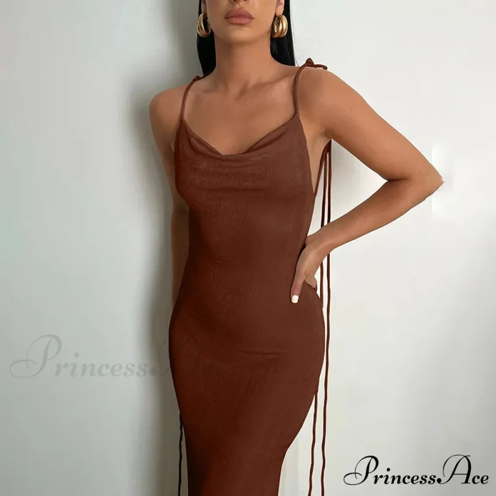 Backless Draped Maxi Dress - Image 9