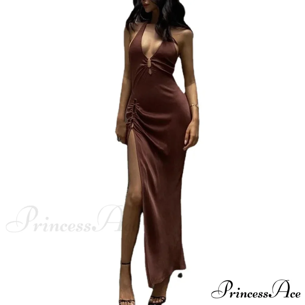 Slit Long Skirt V-neck Maxi Dress - Image 6