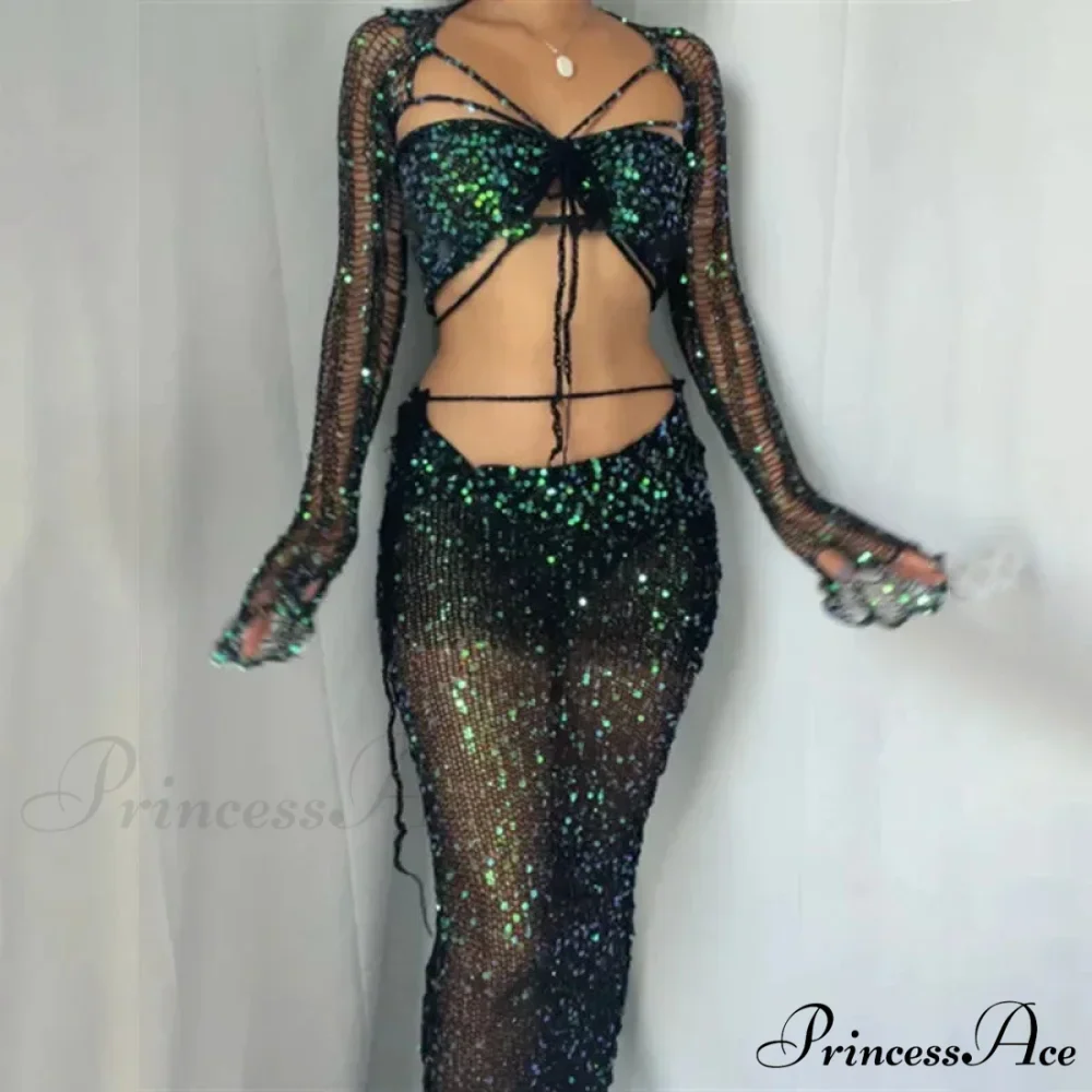 Beaded Sweater Maxi Dress - Image 8