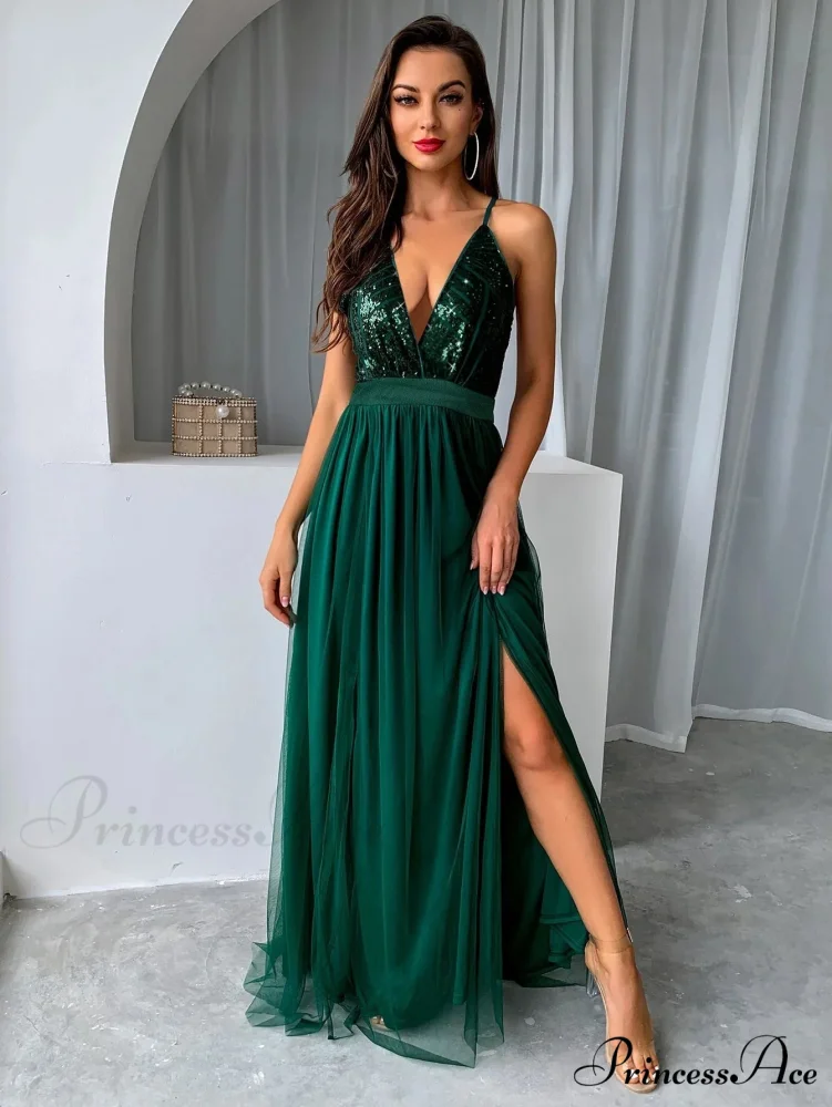 Mesh V-neck Maxi Dress - Image 2