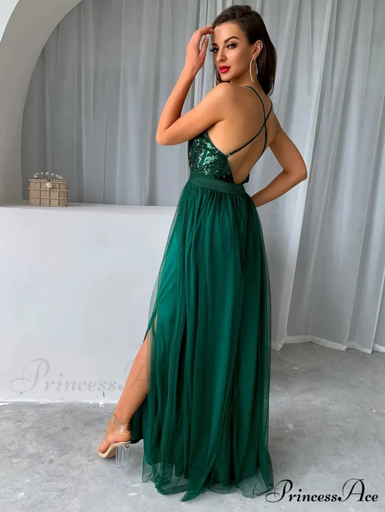 Mesh V-neck Maxi Dress - Image 3