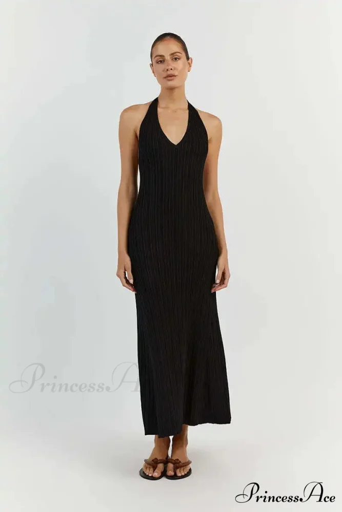 Halter Plunge V Neck Dress - Image 6