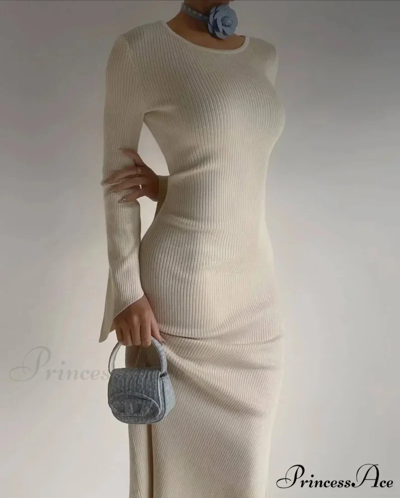 Backless Ribbed Knit Maxi Dress - Image 4