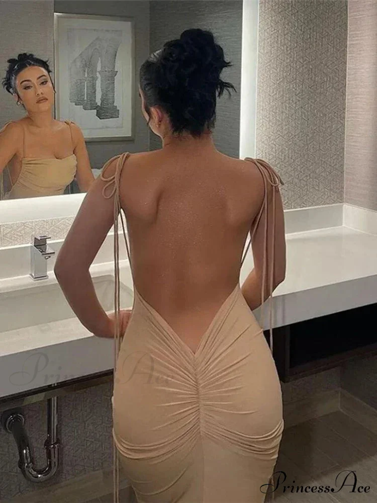 Draped Backless Maxi Dress - Image 3