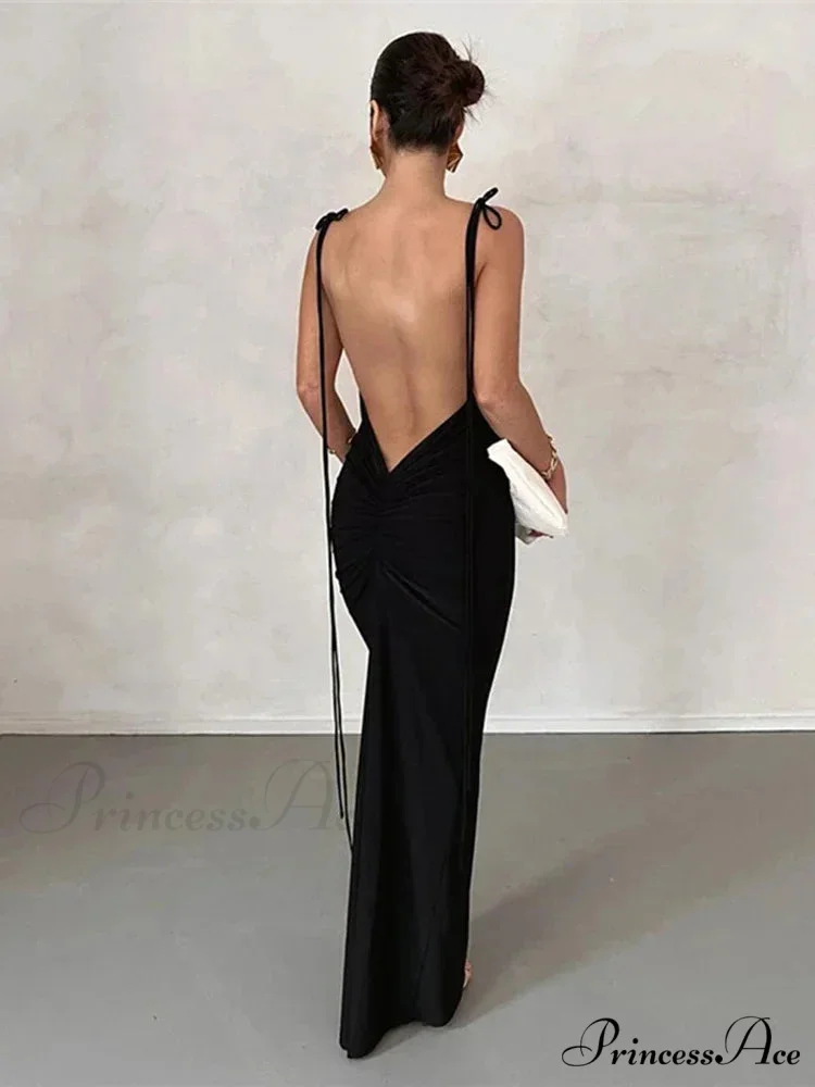 Draped Backless Maxi Dress - Image 4