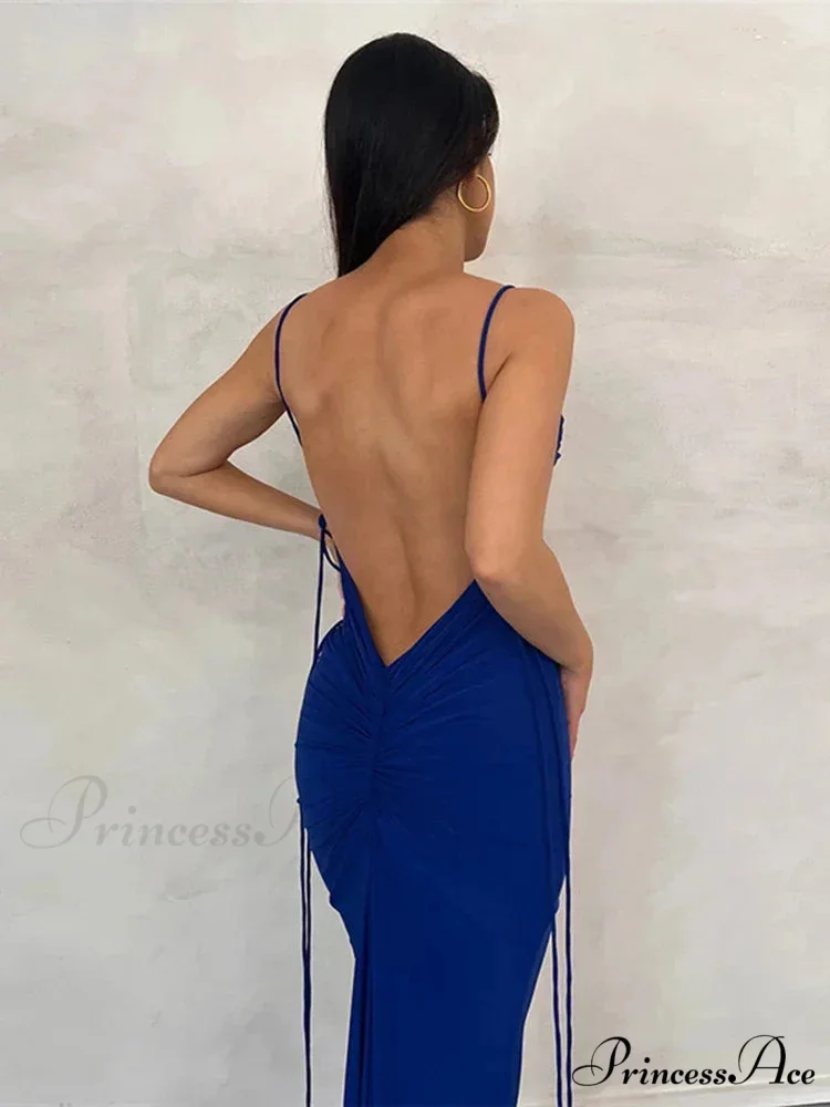 Draped Backless Maxi Dress - Image 7