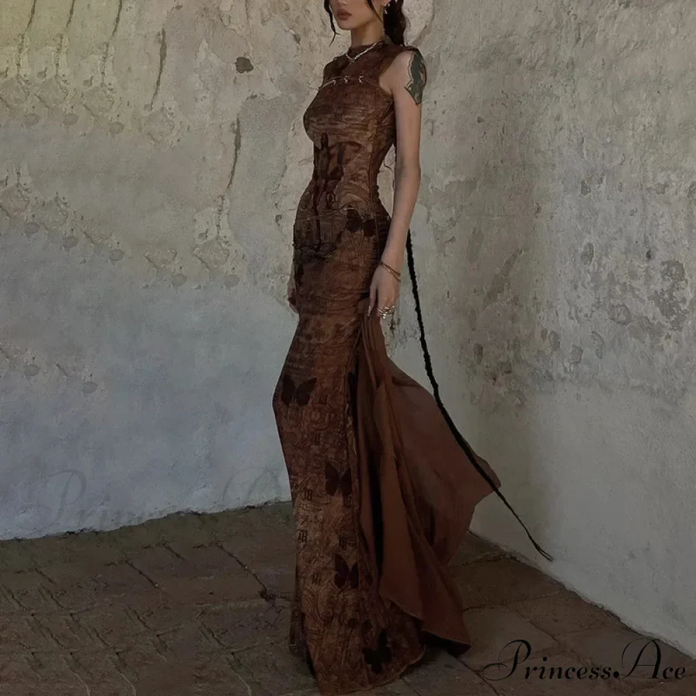 Print Sleeveless Bodycon Maxi Dress - Image 3