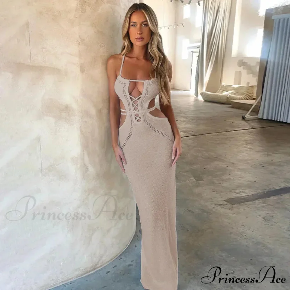 Halter Knitted Backless Maxi Dress - Image 5