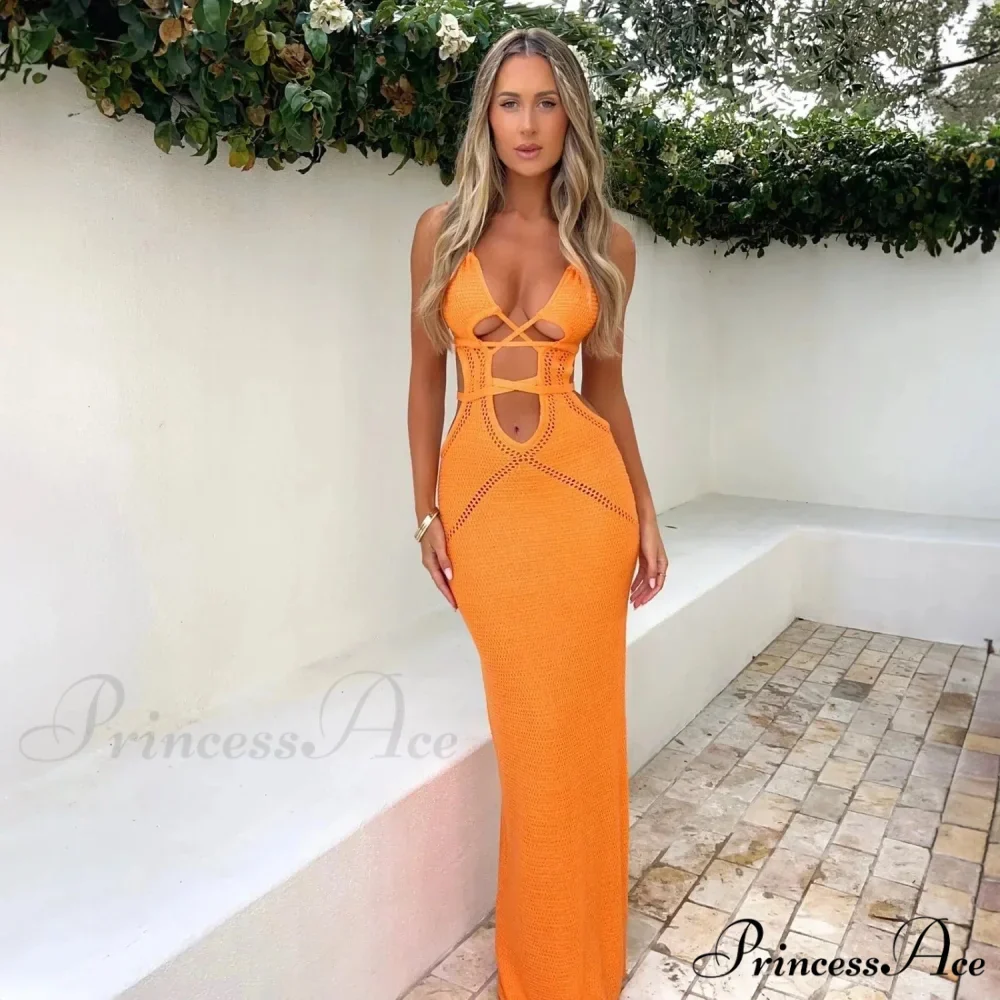 Halter Knitted Backless Maxi Dress - Image 6