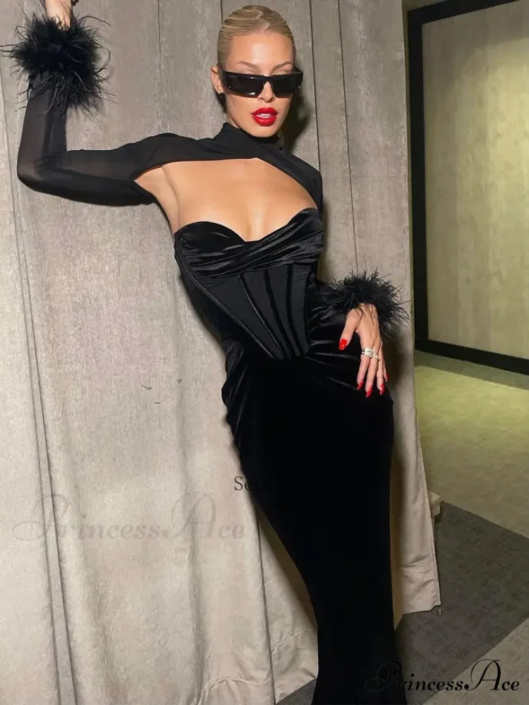 Corset Mesh See Through Maxi Dress - Image 3