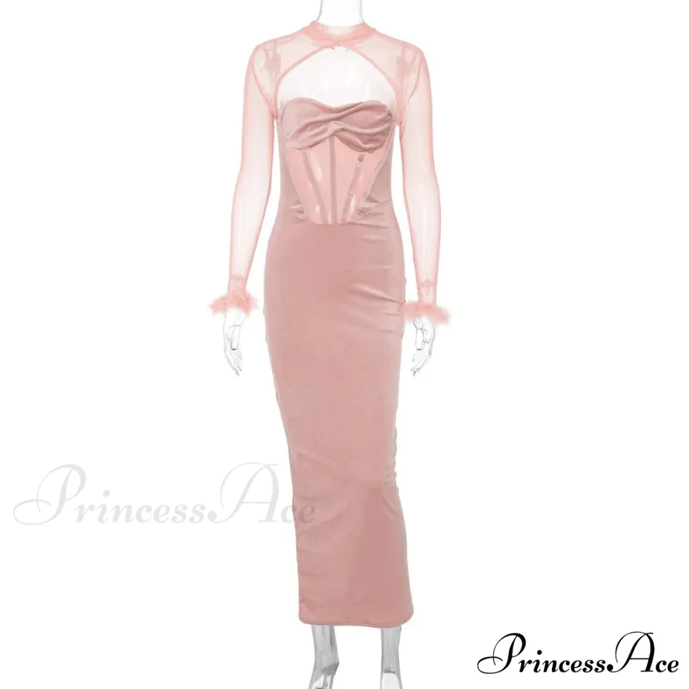 Corset Mesh See Through Maxi Dress - Image 8