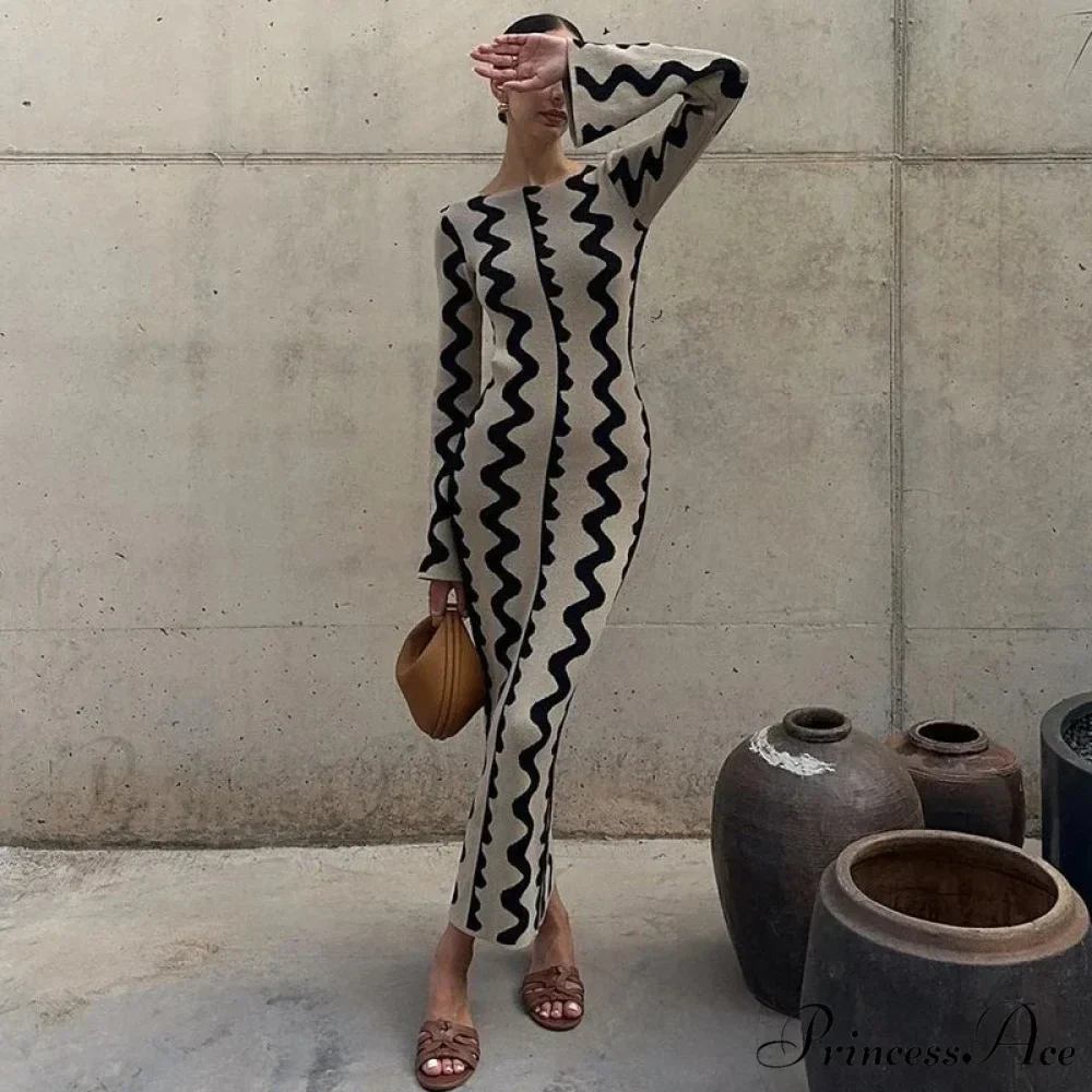 Vintage Knitted Long Sleeve Maxi Dress - Image 2