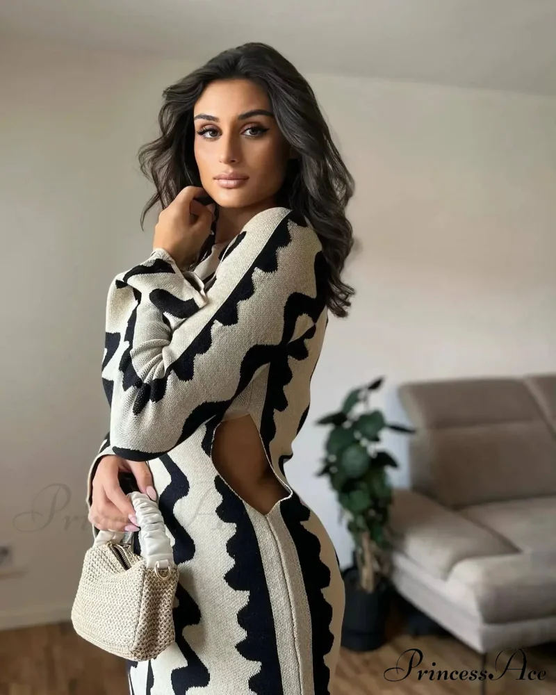 Vintage Knitted Long Sleeve Maxi Dress - Image 3