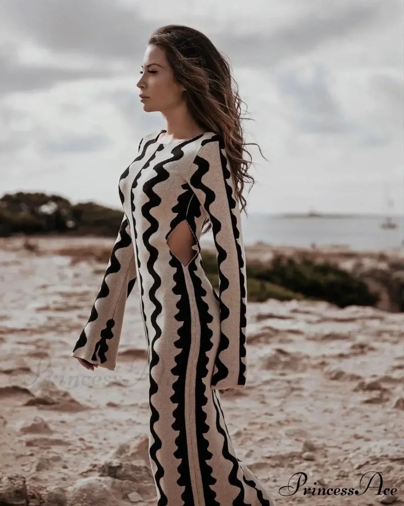 Vintage Knitted Long Sleeve Maxi Dress - Image 4