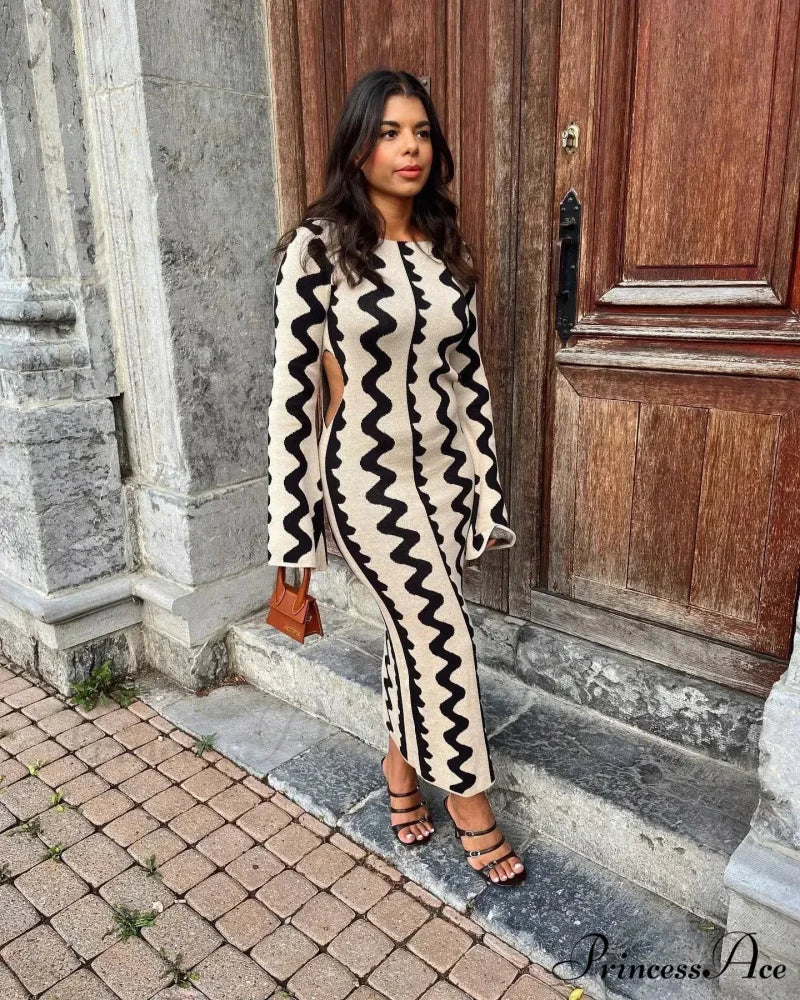 Vintage Knitted Long Sleeve Maxi Dress - Image 6