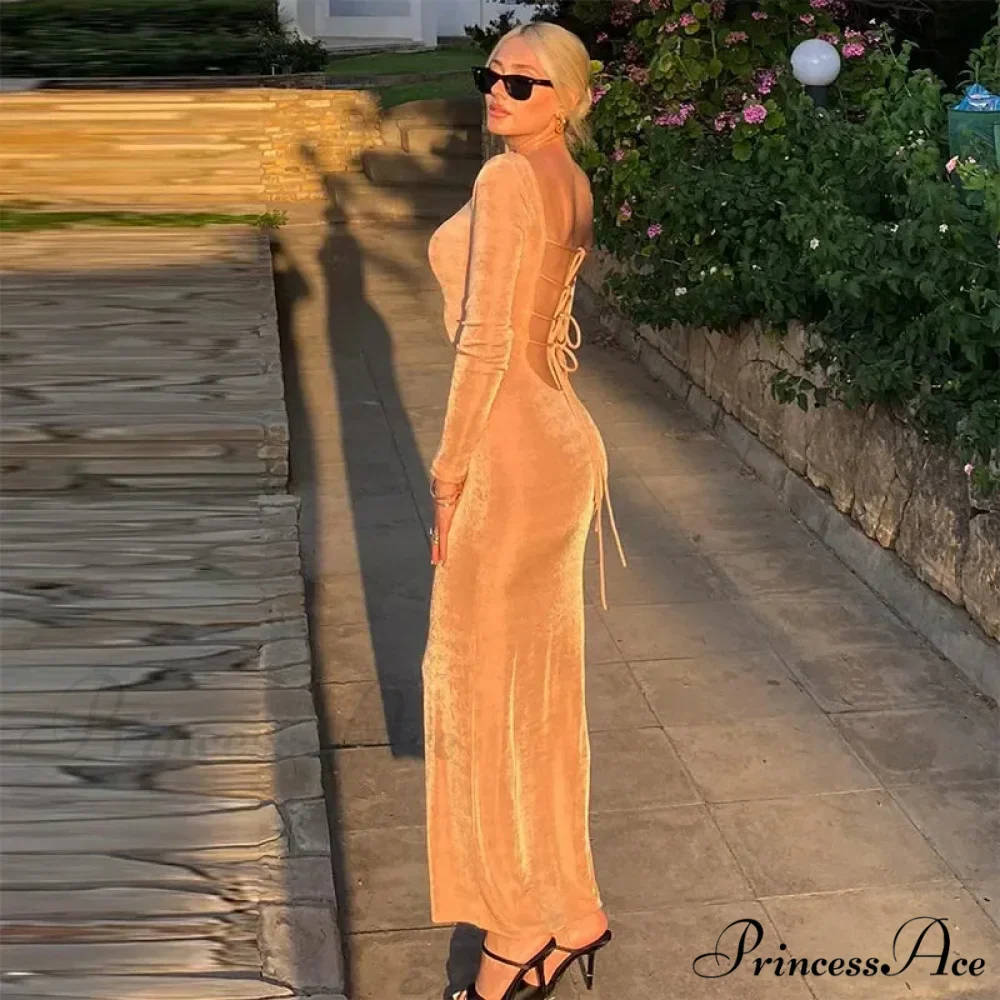 Round Neck Backless Maxi Dress - Image 2