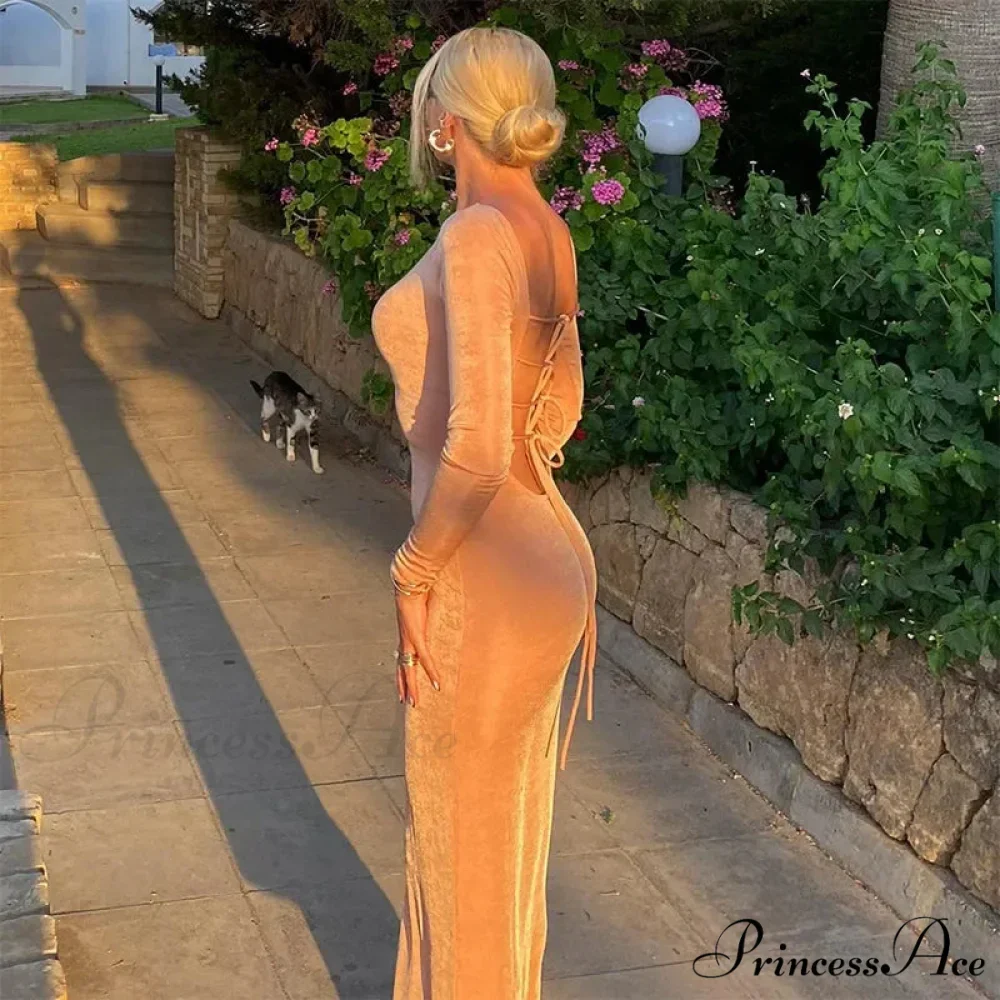 Round Neck Backless Maxi Dress - Image 3