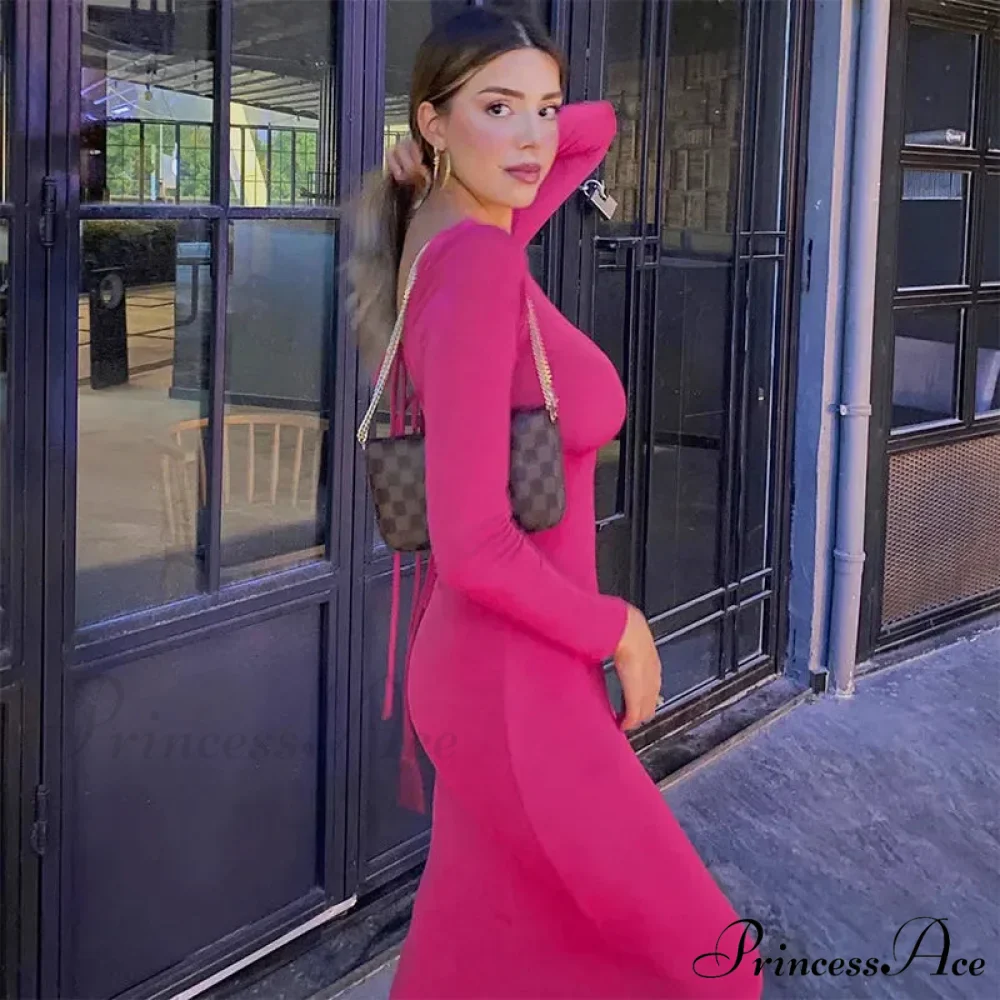 Round Neck Backless Maxi Dress - Image 6