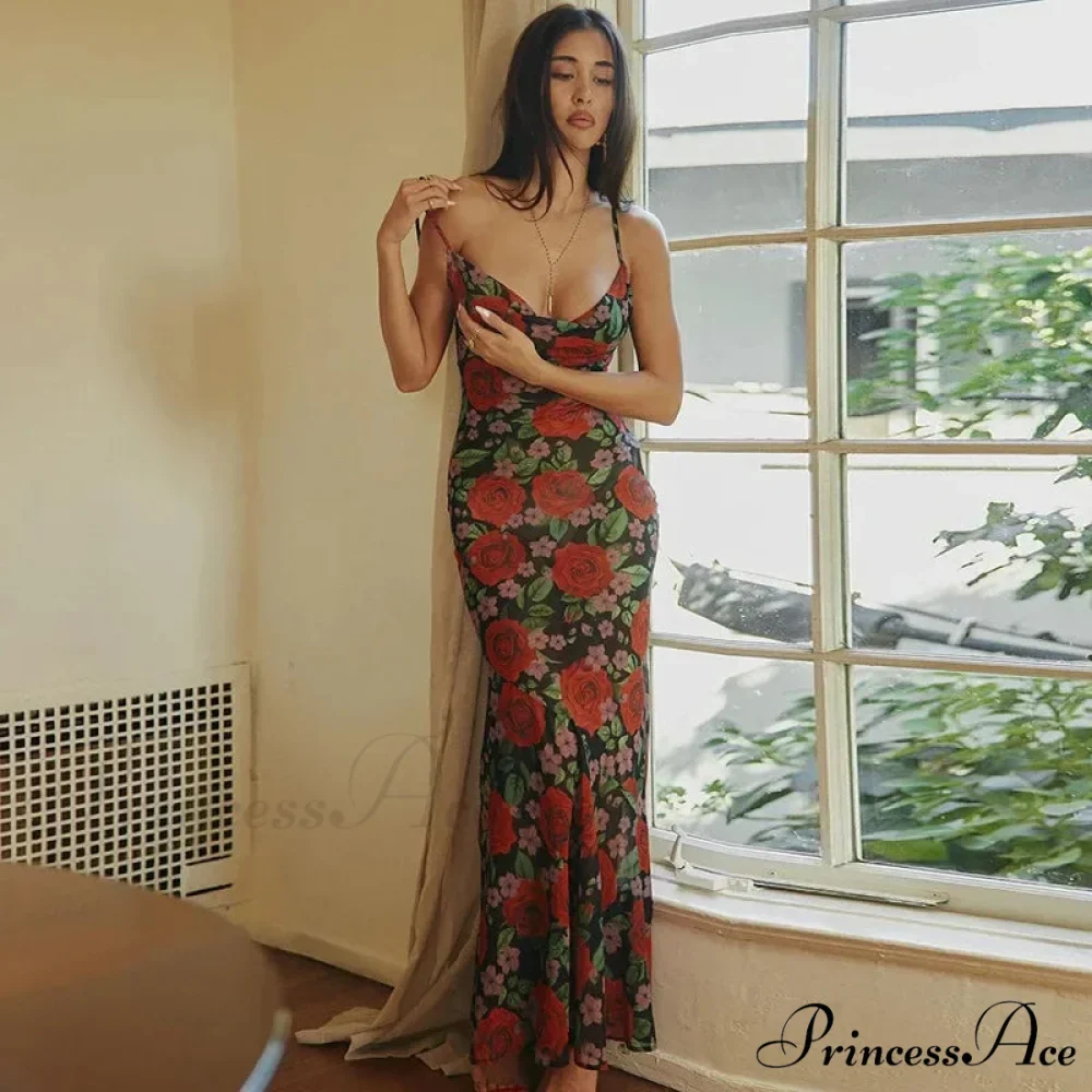 Floral Draped Slip Maxi Dress - Image 7
