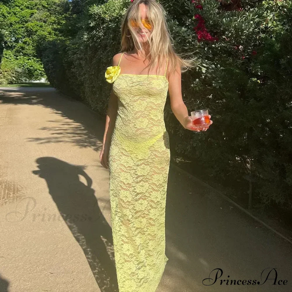 Floral Sheer Lace Maxi Dress - Image 2