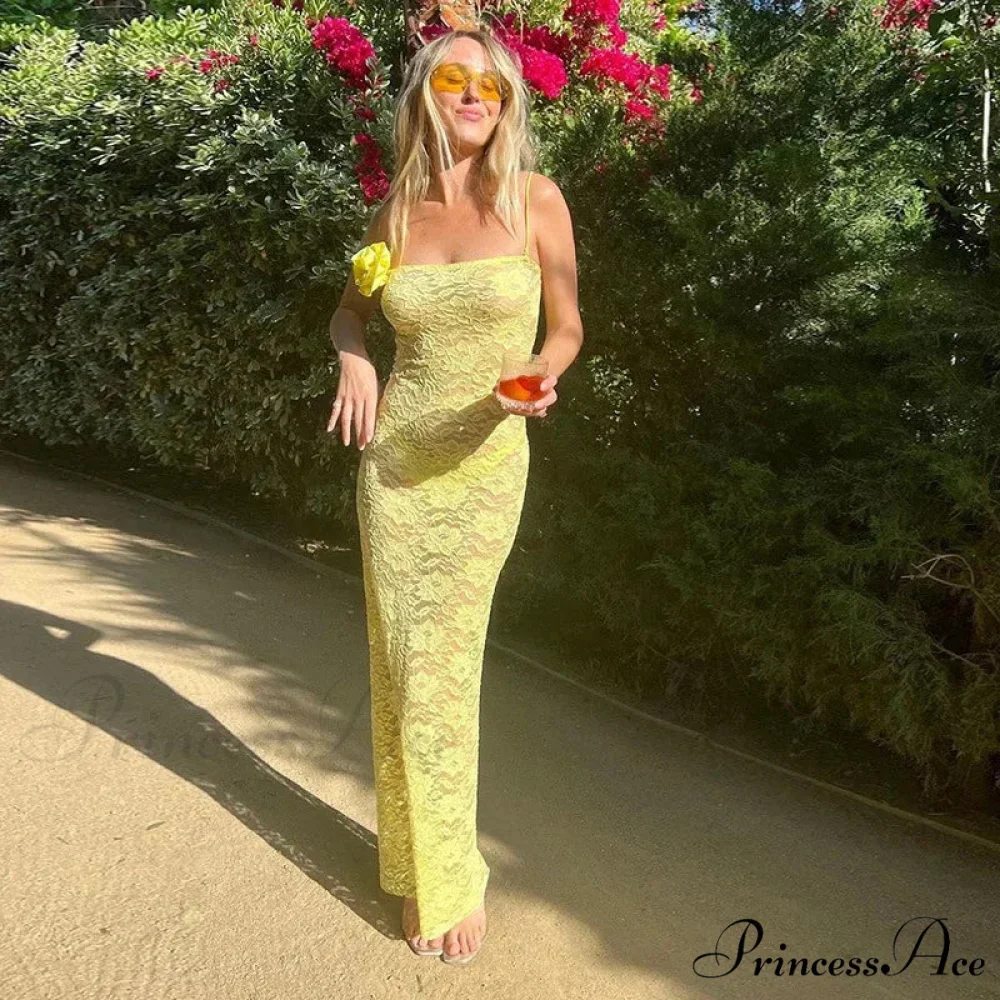 Floral Sheer Lace Maxi Dress - Image 3