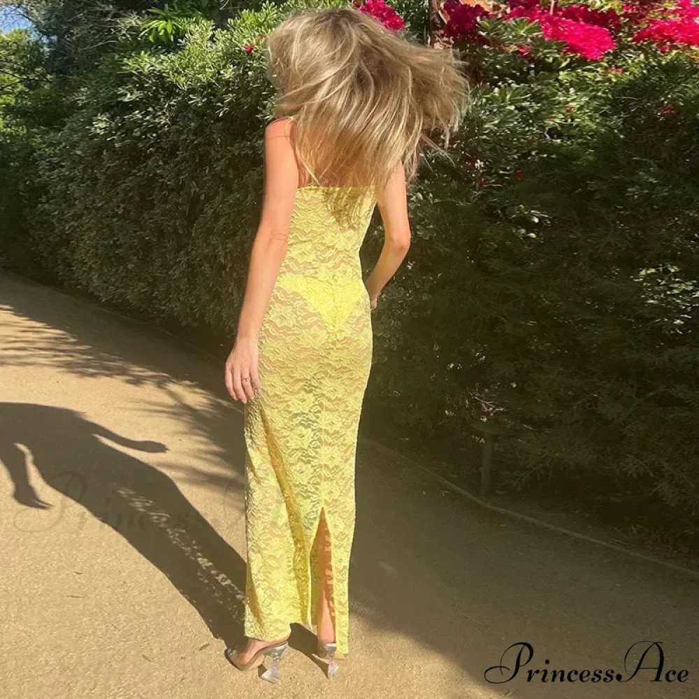 Floral Sheer Lace Maxi Dress - Image 4