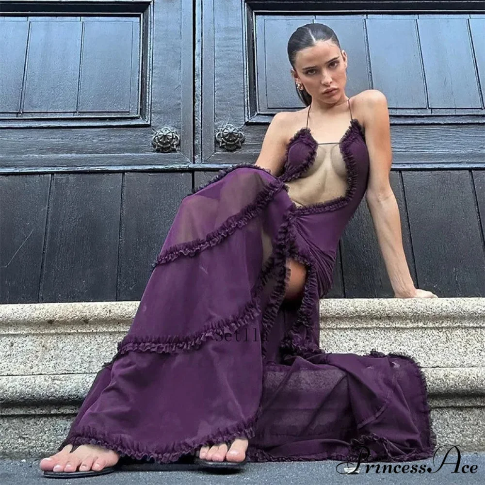 Halter Backless Split Maxi Dress - Image 3