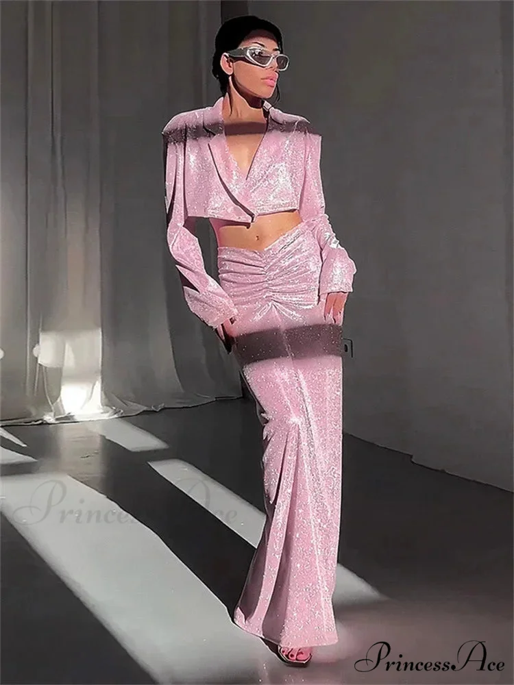 Long Sleeve Cropped Maxi Dress - Image 2