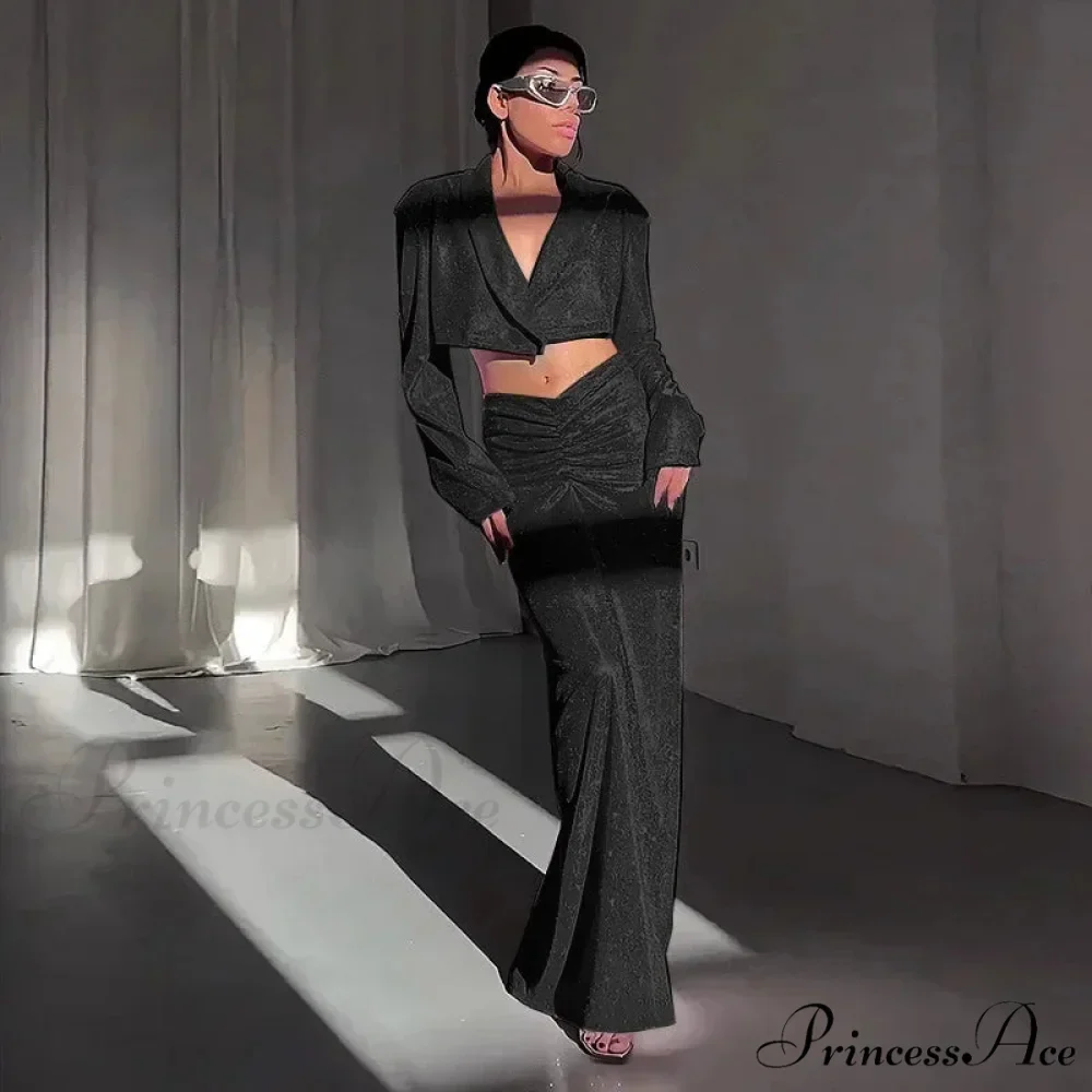 Long Sleeve Cropped Maxi Dress - Image 3