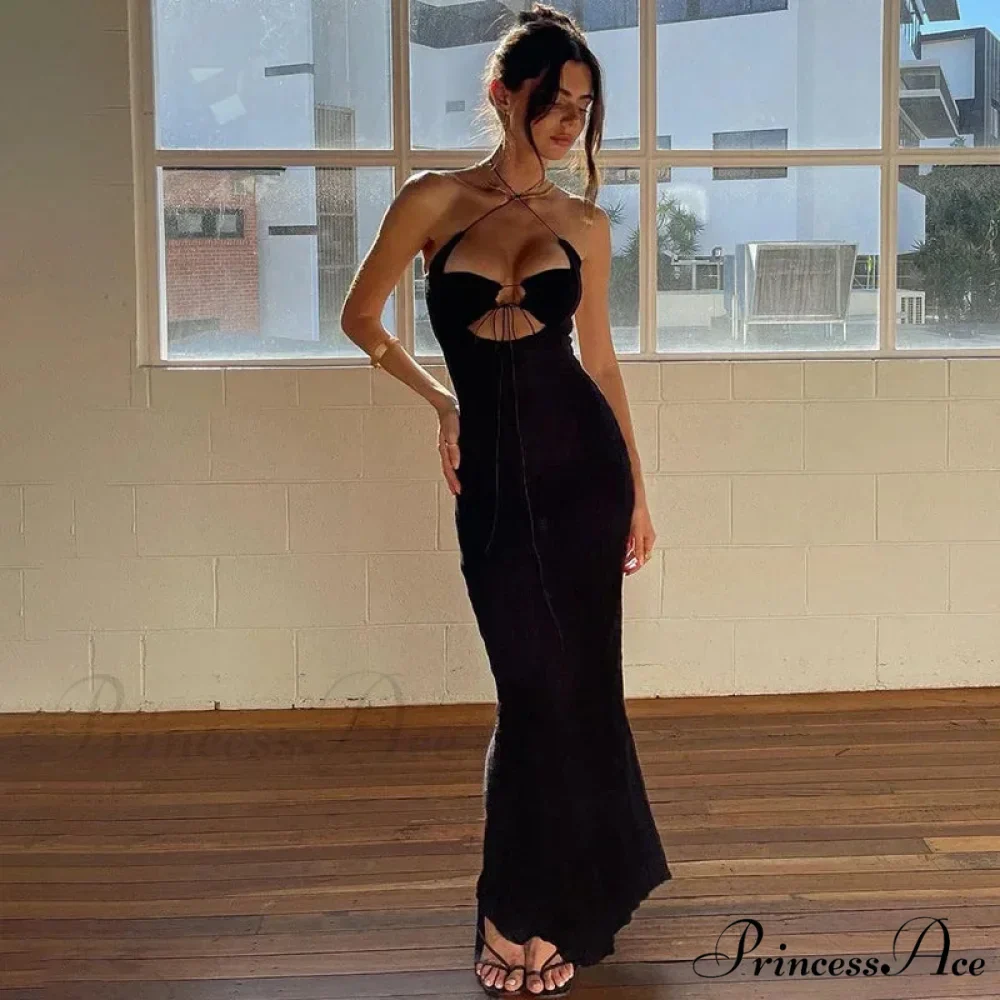Halter Backless Tie Up Maxi Dress - Image 6