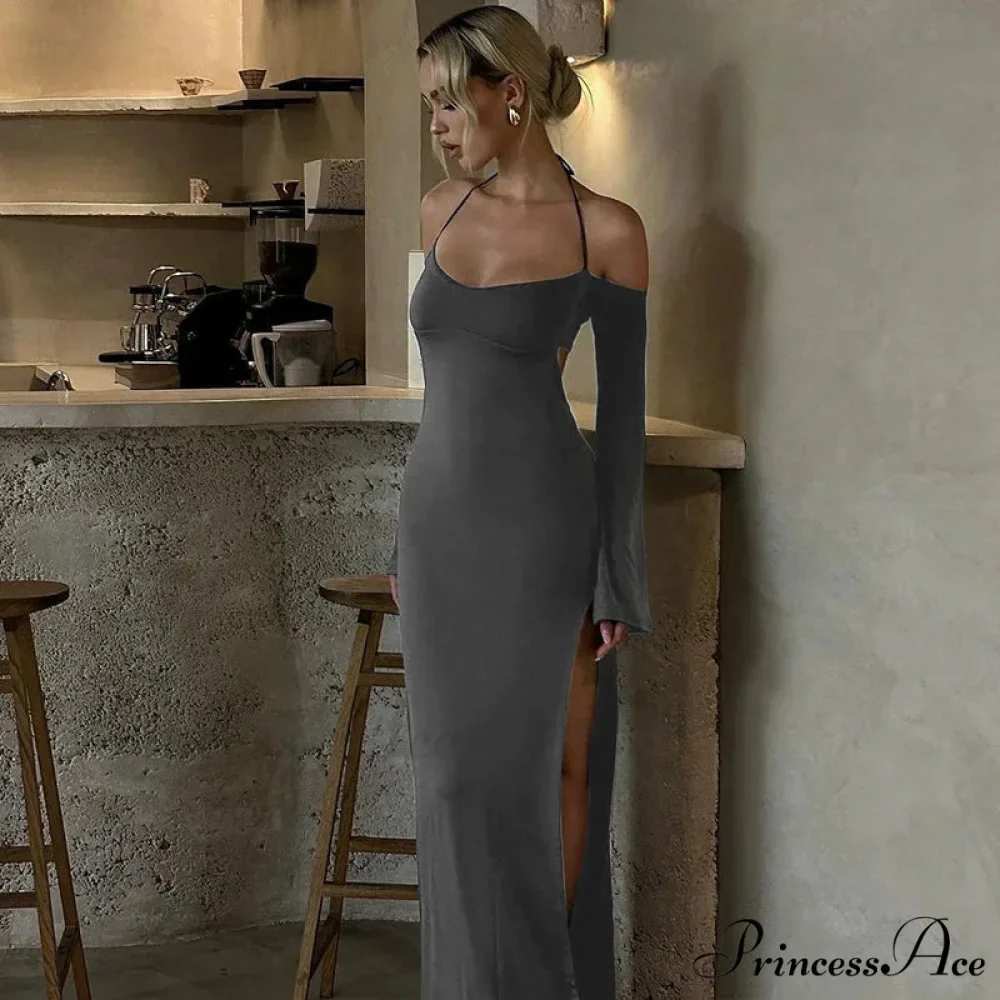 Halter Backless Maxi Dress - Image 3
