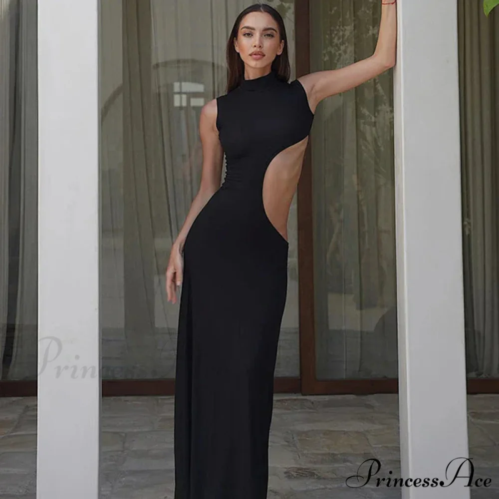 Cut Out Bodycon Tank Maxi Dress - Image 2