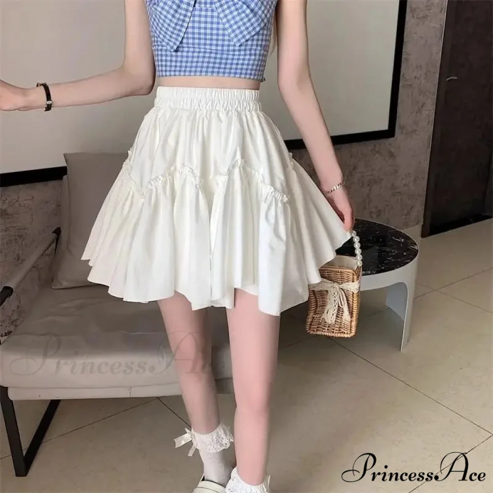 Ruffle White Mini Skirt Elegant Irregular Patchwork Skirt - Image 3
