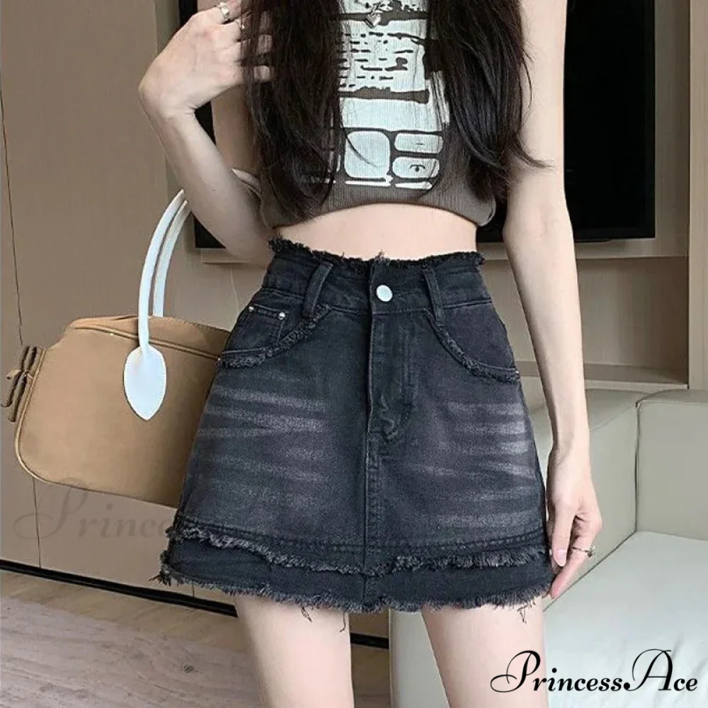 Denim Vintage A-line Y2K Patchwork Retro Skirt - Image 2