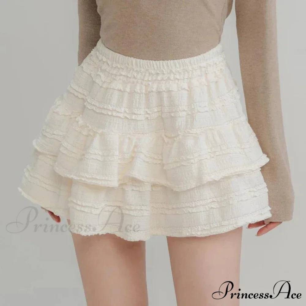Fairycore White Lace Patchwork Layered Skirt - Image 2