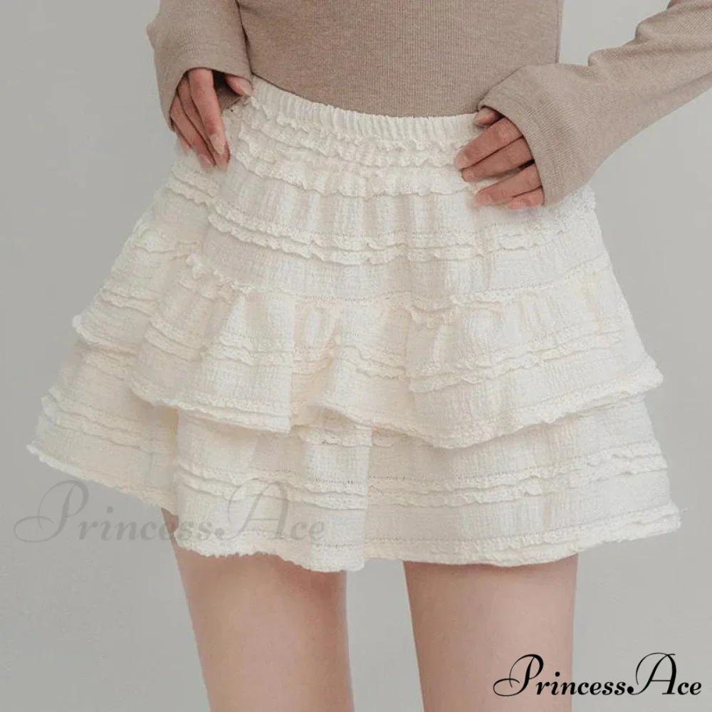 Fairycore White Lace Patchwork Layered Skirt - Image 7