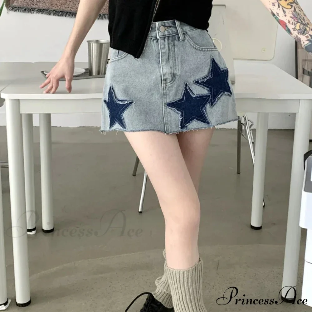 Vintage Stars Retro Y2K Harajuku A-line Korean Skirt - Image 4