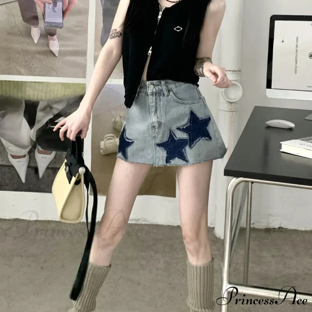 Vintage Stars Retro Y2K Harajuku A-line Korean Skirt - Image 5