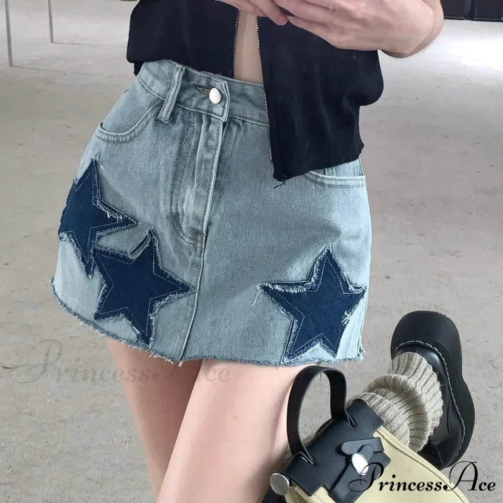 Vintage Stars Retro Y2K Harajuku A-line Korean Skirt - Image 6