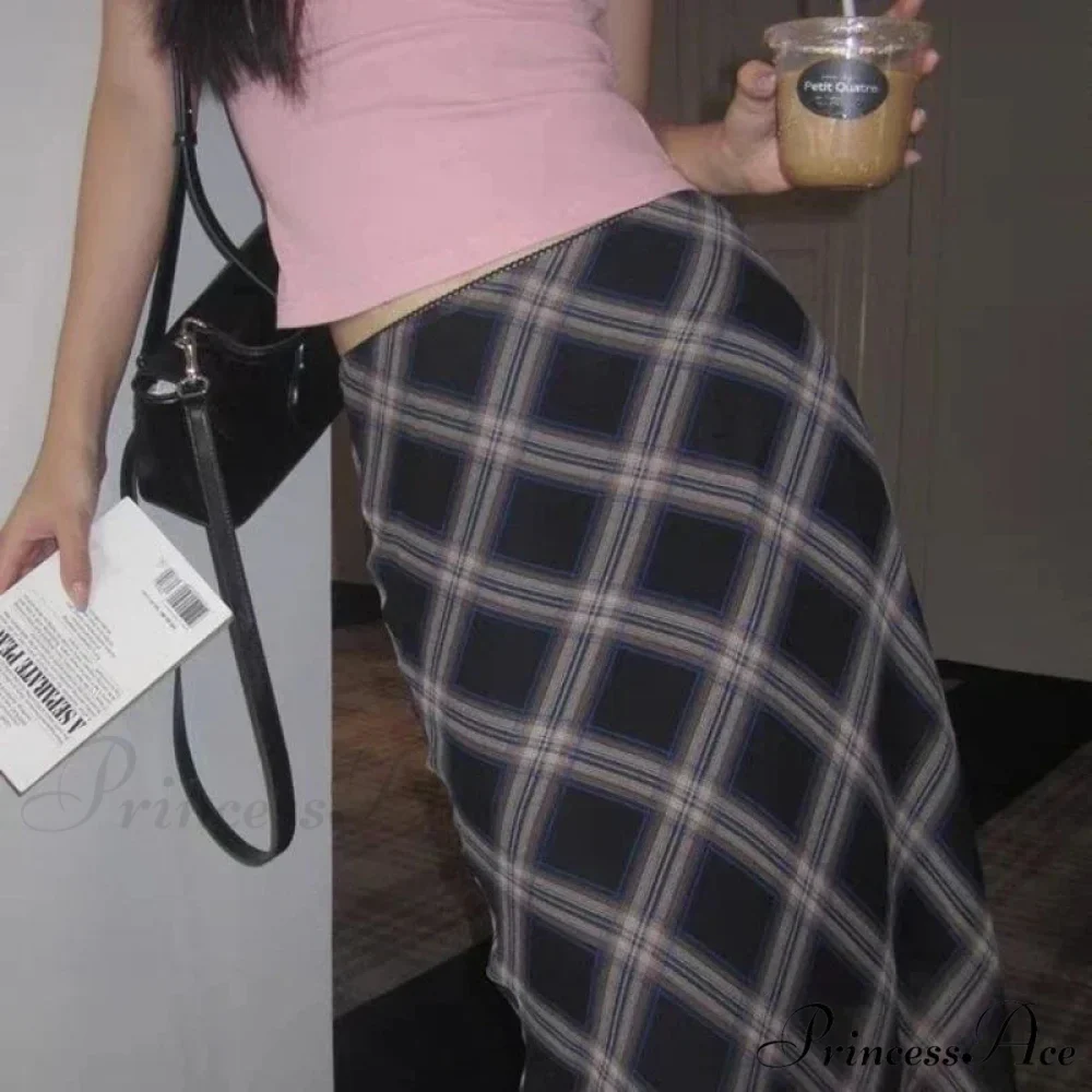 Plaid Vintage Ruffle Mid Skirt Aesthetics Tulle Skirt - Image 4
