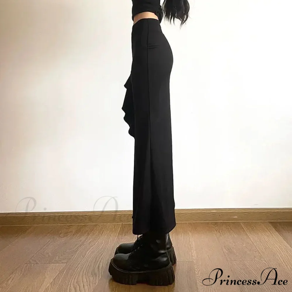 Gothic Black Bodycon Waisted Punk Midi Slit Skirt - Image 5