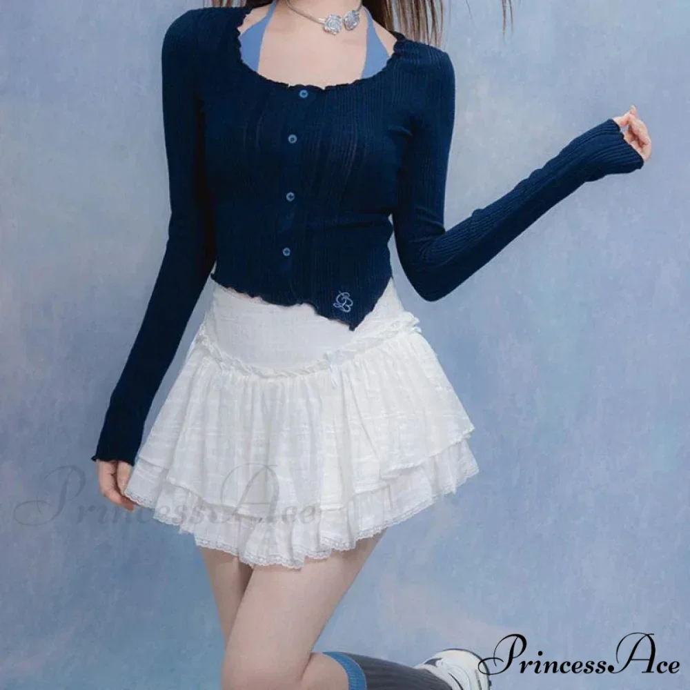 Fairycore Ruffle Lace Coquette Layered Mesh Korean Skirt - Image 2